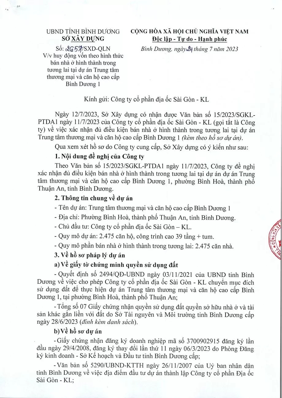 Thông tin pháp lý dự án Lapura Thuận An
